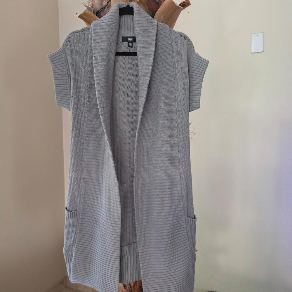 Vintage Y2k Mossimo Women's Grey Short Sleeve Cardigan